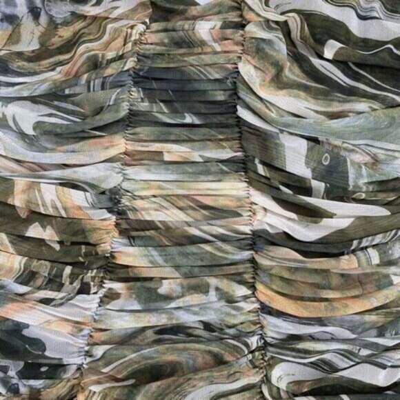 ZARA Marbled Ruched Draped Tulle Mini Dress Size XS - Picture 7 of 7